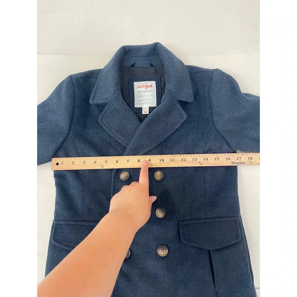 Title: Cat & Jack Boys Navy Blue Peacoat Size M Double Breasted NWT